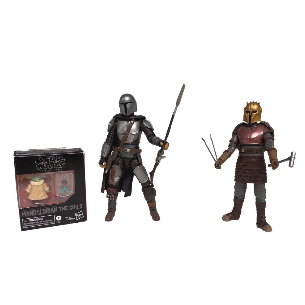 Star Wars Black Series Mandalorian Din Djarin Armorer The Child Grogu Figure Lot